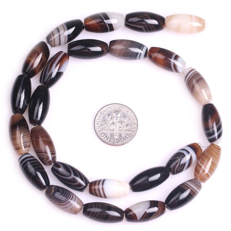 JOE FOREMAN Botswana Agate Beads for Jewelry Making Natural Gemstone Semi Precious 8x16mm Oval Rice 15" JOE FOREMAN - Image 3